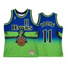 Mens Atlanta Hawks #11 Trae Young Blue Green Retro 1996-97 Hardod Classics Throwback
