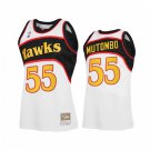 Mens Atlanta Hawks #55 Dikembe Mutombo White Retro 1986-87 Hardod Classics