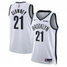 Mens Brooklyn Nets #21 Noah Clowney White Association Edition Swingman