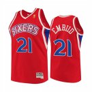 Mens Philadelphia 76ers #21 Joel Embiid Mitchell & Ness Red 90s Hardod Classic