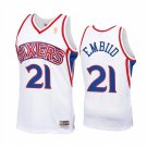 Mens Philadelphia 76ers #21 Joel Embiid Mitchell & Ness White 90s Hardod Classic