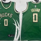 Milwaukee Bucks #0 Damian Lillard Basketball Stitched  Green