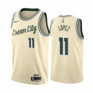 Milwaukee Bucks #11 Brook Lopez Cream City Stitched