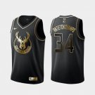 Milwaukee Bucks #34 Giannis Antetokounmpo Black Gold Swingman