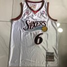 Mitchell Ness 76ers #6 Allen Iverson AU Basketball  White Mercerization