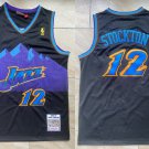 Mitchell Ness Jazz #12 John Stockton Basketball  Black Throwback