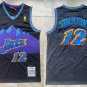 Mitchell Ness Jazz #12 John Stockton Basketball  Black Throwback