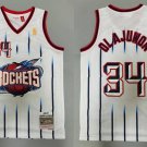Rockets #34 Hakeem Olajun  White Throwback