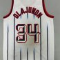 Rockets #34 Hakeem Olajun  White Throwback