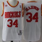 Rockets #34 Hakeem Olajun Basketball  White Throwback