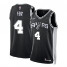 San Antonio Spurs #4 De'Aaron Fox Black Icon Edition Stitched Basketball