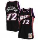 Utah Jazz #12 John Stockton Basketball  Black Throwback