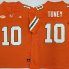 Miami Hurricanes Orange #10 TONEY.