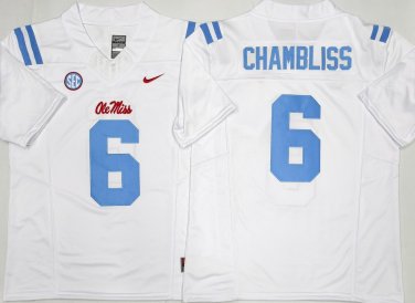 Ole Miss Rebels White  #6 CHAMBLISS.
