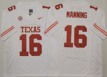 Texas Longhorns White #16 MANNING.