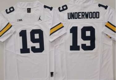 Michigan Wolverines White #19 UNDERWOOD.