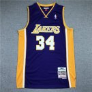 Lakers 34 Purple V-neck Retro