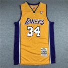 Lakers 34 Yellow V-neck Retro