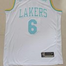 22-23 season Lakers No. 6 white  jersey