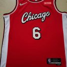 75th Anniversary Bulls No. 6 Red James Diamond Logo  jersey
