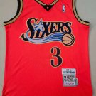76ers 3 # Iverson Orange Red Retro Jersey