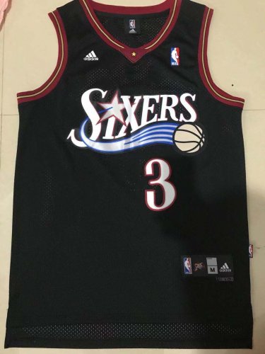 76ers No. 3 Iverson Classic Black Shirt