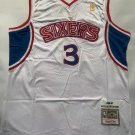 76ers No. 3 White Iverson Retro Jersey