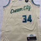 Bucks No. 34 beige  jersey