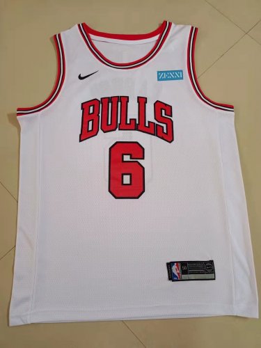 Bulls # 6 White  jersey