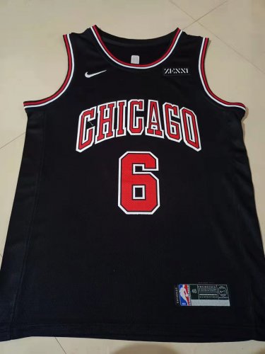 Bulls No. 6 Black  jersey
