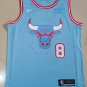 Bulls No. 8 light blue  jersey