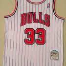 Bulls No. 33 white striped retro jersey