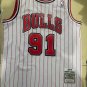 Bulls No. 91 white striped retro jersey
