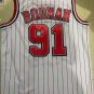 Bulls No. 91 white striped retro jersey