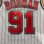 Bulls No. 91 white striped retro jersey