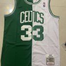 Celtics No. 33 white green patchwork retro jersey