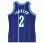 Hornets No. 2 Purple Stripe 84-85 Mitchell Retro Jersey - Larry Johnson