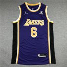 Lakers 6 Purple Retro Round Neck New Advertising Logo