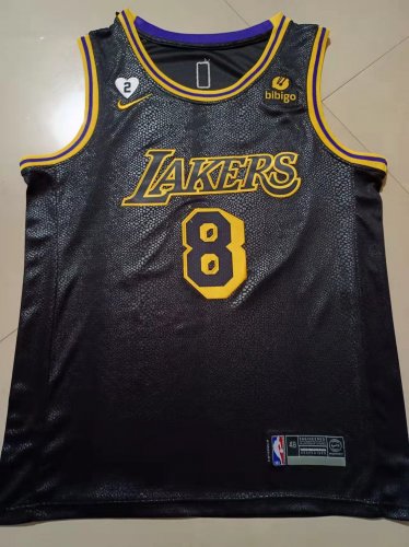 Lakers front 8, back 24 black heart snake patterned  jersey