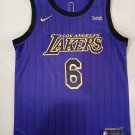 Lakers LeBron James # 6 Purple Striped Jersey