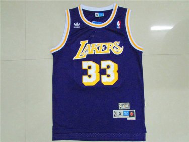 Lakers No. 33 Sky Hook Jabbar Retro Purple Hole Cloth Jersey