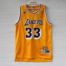 Lakers No. 33 Sky Hook Jabbar Retro Yellow Hole Cloth Jersey