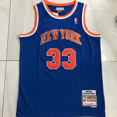 MN Knicks No. 33 Ewing Blue Embroidered S-XXL