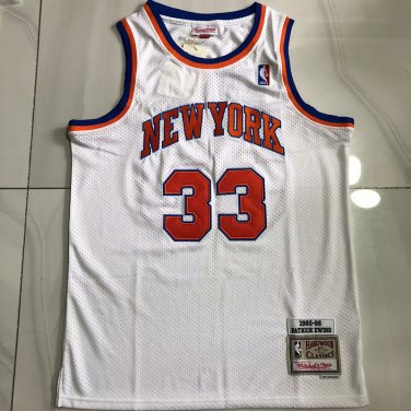 MN Knicks No. 33 Ewing White Embroidered S-XXL