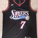 NBA 76ers 7 # Brown Retro Black Shirt