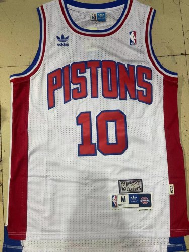 Pistons No. 10 white clover retro jersey