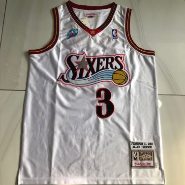 Silk version white Iverson 2001 All Star AU full embroidery XS-XXL