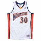 Warriors No. 30 White 09-10 Season Mitchell Retro Jersey - Stephen Curry
