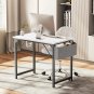 Modern Computer Desk - Office Gaming Table, Study Writing Desk with Side Bag & Headphone Hook