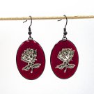 Gothic resin earrings with rose 013
